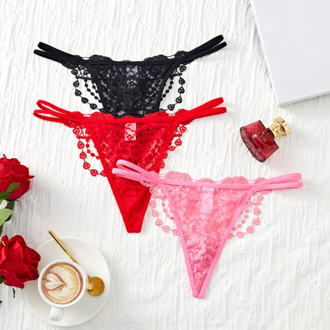 3 Colors Women's Underwear Sexy Ladies Panties Thongs Lace Hollow Out Adults G-strings - Image 2